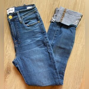 Frame Denim Women's ‘Le High Skinny’ Cropped Blue Jeans Size 25